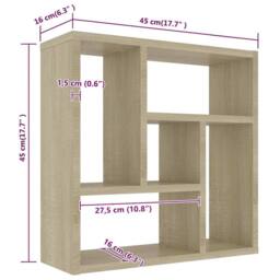 Berkfield Home Wall Shelf Sonoma Oak 45.1x16x45.1 cm Engineered Wood in Light Oak - thumbnail 6