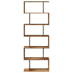Berkfield Home Room Divider Bookcase 6-Tier Old Wood 70x24x193 cm Engineered Wood in Brown - Size: 70 x 24 x 193 cm - thumbnail 5