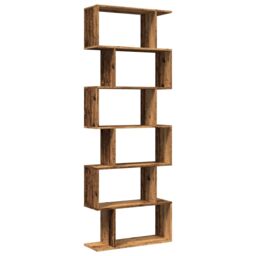 Berkfield Home Room Divider Bookcase 6-Tier Old Wood 70x24x193 cm Engineered Wood in Brown - Size: 70 x 24 x 193 cm - thumbnail 2