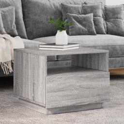 Berkfield Home Modern Coffee Table with LED Lights Grey Sonoma 50x49x40 cm - Size: 50 x 49 x 40 cm - thumbnail 2