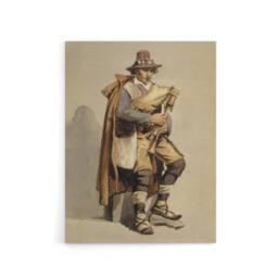 "Artery8 Albert Edelfelt Bagpiper Watercolour Portrait Canvas Wall Art Print in Beige - Size: W12"" x H16""" - thumbnail 1