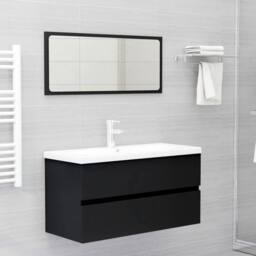 Berkfield Home Sink Cabinet Black 90x38.5x45 cm Engineered Wood - thumbnail 1