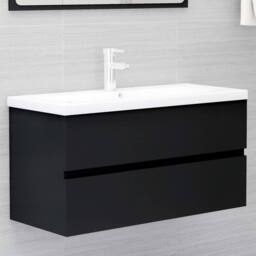 Berkfield Home Sink Cabinet Black 90x38.5x45 cm Engineered Wood - thumbnail 2