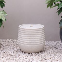 Primrose Clyde Ridged Garden Water Feature with LED Lights 40cm in White - thumbnail 2