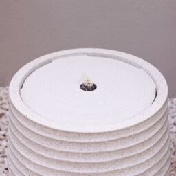 Primrose Clyde Ridged Garden Water Feature with LED Lights 40cm in White - thumbnail 4
