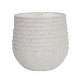 Primrose Clyde Ridged Garden Water Feature with LED Lights 40cm in White