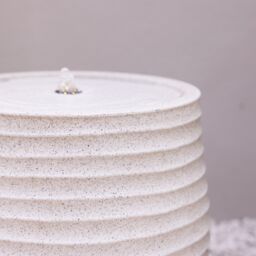 Primrose Clyde Ridged Garden Water Feature with LED Lights 40cm in White - thumbnail 5