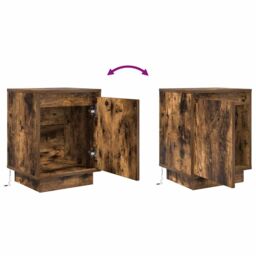 Berkfield Home Bedside Cabinet with LED Lights¬†Smoked Oak 38x34x50 cm - Size: 38 x 34 x 50 cm - thumbnail 7