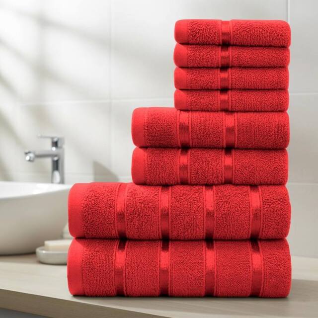 Smart Living Premium Luxury Cotton Towel Bale Set - 8 Piece Bathroom in Red - image 1