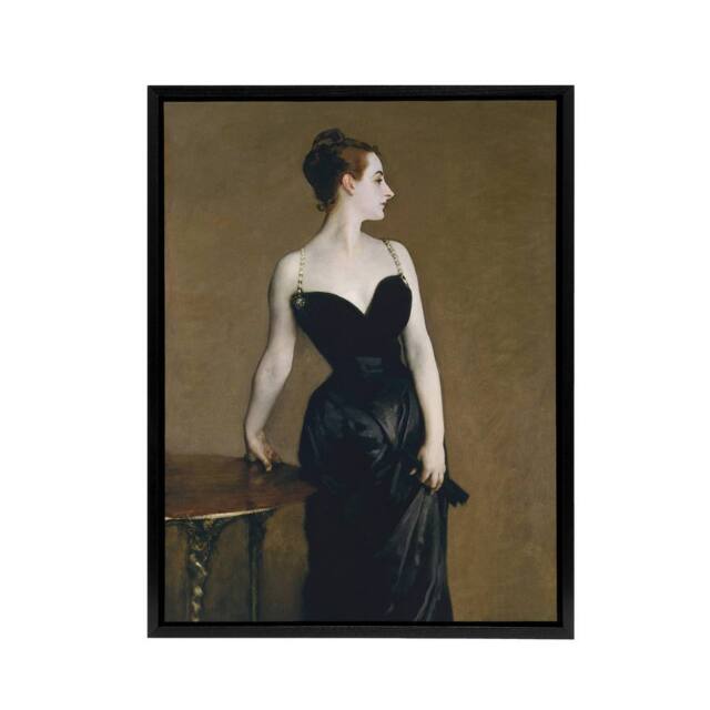 "Artery8 Madame X Portrait Painting Sargent Framed Canvas Wall Art Print in Brown - Size: W12"" x H16""" - image 1