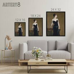 "Artery8 Madame X Portrait Painting Sargent Framed Canvas Wall Art Print in Brown - Size: W12"" x H16""" - thumbnail 4