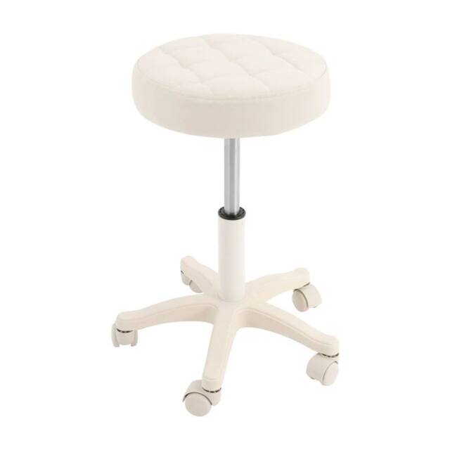 KORVIXA 33cm White Rolling Office Stool Adjustable Round Bar Stool - Size: 100 cm x 100 cm - image 1