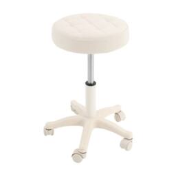 KORVIXA 33cm White Rolling Office Stool Adjustable Round Bar Stool - Size: 100 cm x 100 cm