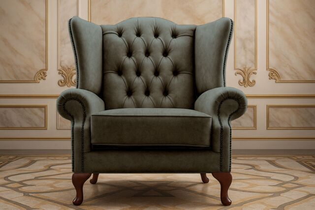 Somnior Classic Chesterfield Arm Chair Dapple Fabric UK Manufactured in Charcoal - Size: 1 Seater - image 1