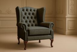 Somnior Classic Chesterfield Arm Chair Dapple Fabric UK Manufactured in Charcoal - Size: 1 Seater - thumbnail 2