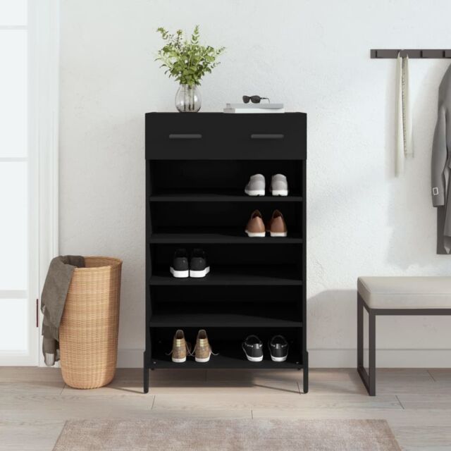 Berkfield Home Shoe Cabinet Black 60x35x105 cm Engineered Wood - Size: 60 x 35 x 105 cm - image 1