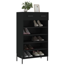 Berkfield Home Shoe Cabinet Black 60x35x105 cm Engineered Wood - Size: 60 x 35 x 105 cm - thumbnail 3