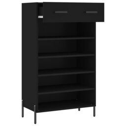 Berkfield Home Shoe Cabinet Black 60x35x105 cm Engineered Wood - Size: 60 x 35 x 105 cm - thumbnail 5