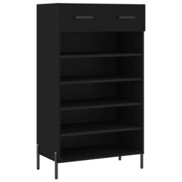 Berkfield Home Shoe Cabinet Black 60x35x105 cm Engineered Wood - Size: 60 x 35 x 105 cm - thumbnail 2