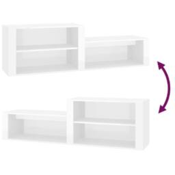 Berkfield Home Shoe Cabinet High Gloss White 150x35x45 cm Engineered Wood - Size: 150 x 35 x 45 cm - thumbnail 7