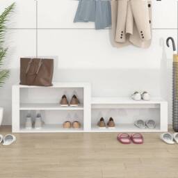 Berkfield Home Shoe Cabinet High Gloss White 150x35x45 cm Engineered Wood - Size: 150 x 35 x 45 cm