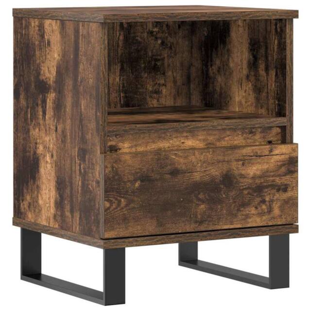 Berkfield Home Bedside Cabinet Smoked Oak 40x35x50 cm Engineered Wood in Brown - Size: 40 x 35 x 50 cm - image 1