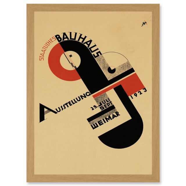 Artery8 Exhibition Bauhaus Weimar Icon Germany Vintage Retro Advert Poster Artwork Framed Wall Art Print A4 in Light Oak - image 1
