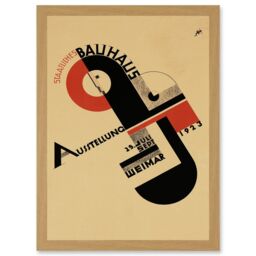 Artery8 Exhibition Bauhaus Weimar Icon Germany Vintage Retro Advert Poster Artwork Framed Wall Art Print A4 in Light Oak - thumbnail 1