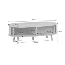 sweeek Coffee table with sliding doors & grooved wooden-effect in Beige - thumbnail 6