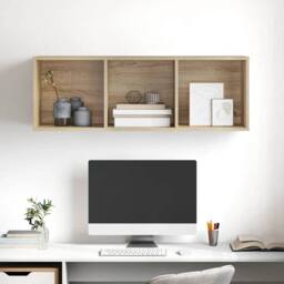 Berkfield Home Practical Wall-mounted TV Cabinet Sonoma Oak 37x37x107 cm Enginee in Light Brown - Size: 37 x 37 x 107 cm - thumbnail 5