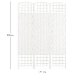 HOMCOM 3 Panel Folding Room Divider, Freestanding Privacy Screen, White - thumbnail 3