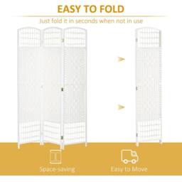 HOMCOM 3 Panel Folding Room Divider, Freestanding Privacy Screen, White - thumbnail 4
