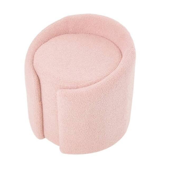 KORVIXA Pink Teddy Fleece Vanity Dressing Stool Chair for Bedroom - Size: 100 cm x 100 cm - image 1