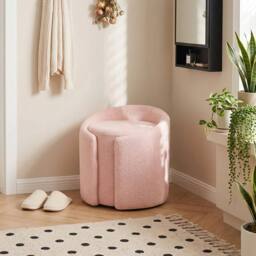 KORVIXA Pink Teddy Fleece Vanity Dressing Stool Chair for Bedroom - Size: 100 cm x 100 cm - thumbnail 3
