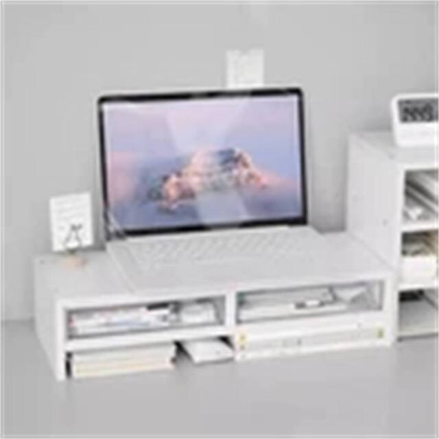 Nordara White-Computer Desktop Monitor Stand in White - Size: 100 cm - image 1