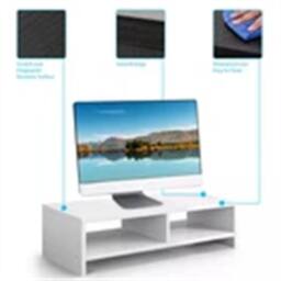 Nordara White-Computer Desktop Monitor Stand in White - Size: 100 cm - thumbnail 4