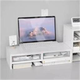 Nordara White-Computer Desktop Monitor Stand in White - Size: 100 cm