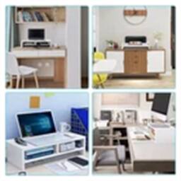 Nordara White-Computer Desktop Monitor Stand in White - Size: 100 cm - thumbnail 5