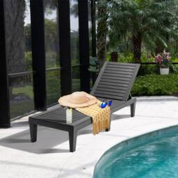 Gymax Chaise Lounge Chair Lightweight Adjustable Patio Lounge Recliner Chair in Black - thumbnail 5
