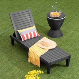Gymax Chaise Lounge Chair Lightweight Adjustable Patio Lounge Recliner Chair in Black - thumbnail 3