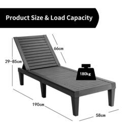 Gymax Chaise Lounge Chair Lightweight Adjustable Patio Lounge Recliner Chair in Black - thumbnail 2