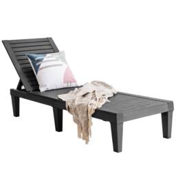 Gymax Chaise Lounge Chair Lightweight Adjustable Patio Lounge Recliner Chair in Black - thumbnail 1