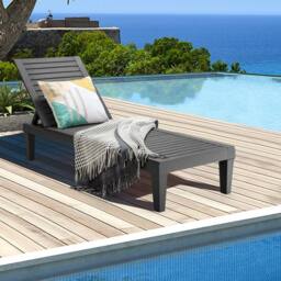 Gymax Chaise Lounge Chair Lightweight Adjustable Patio Lounge Recliner Chair in Black - thumbnail 4