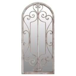 Berkfield Home Garden Mirror Sand 100x45 cm Iron for Outdoor Use in Beige - thumbnail 2