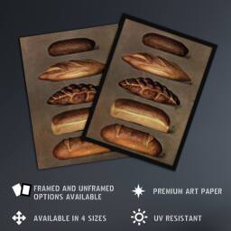 "Artery8 Baked Bread Loaves Vintage Framed Wall Art Print in Brown - Size: W12"" x H16""" - thumbnail 2