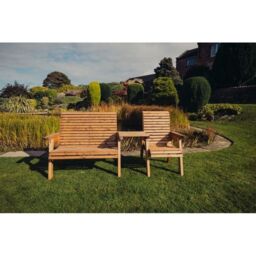 Churnet Valley Garden Furniture Ltd Valley Garden Furniture Trio Set with Tray - Timber - Fully Assembled in Brown - thumbnail 3
