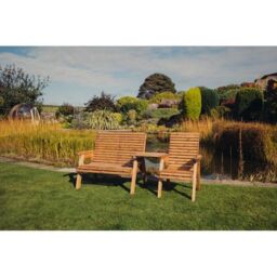 Churnet Valley Garden Furniture Ltd Valley Garden Furniture Trio Set with Tray - Timber - Fully Assembled in Brown - thumbnail 2
