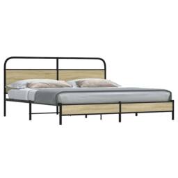 Berkfield Home Metal Bed Frame without Mattress Sonoma Oak 180x200 cm Super King in Brown - thumbnail 2