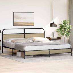 Berkfield Home Metal Bed Frame without Mattress Sonoma Oak 180x200 cm Super King in Brown - thumbnail 4