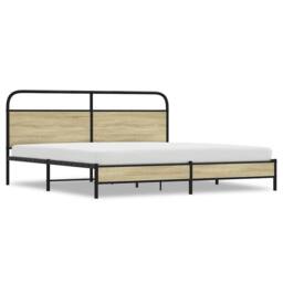 Berkfield Home Metal Bed Frame without Mattress Sonoma Oak 180x200 cm Super King in Brown - thumbnail 1